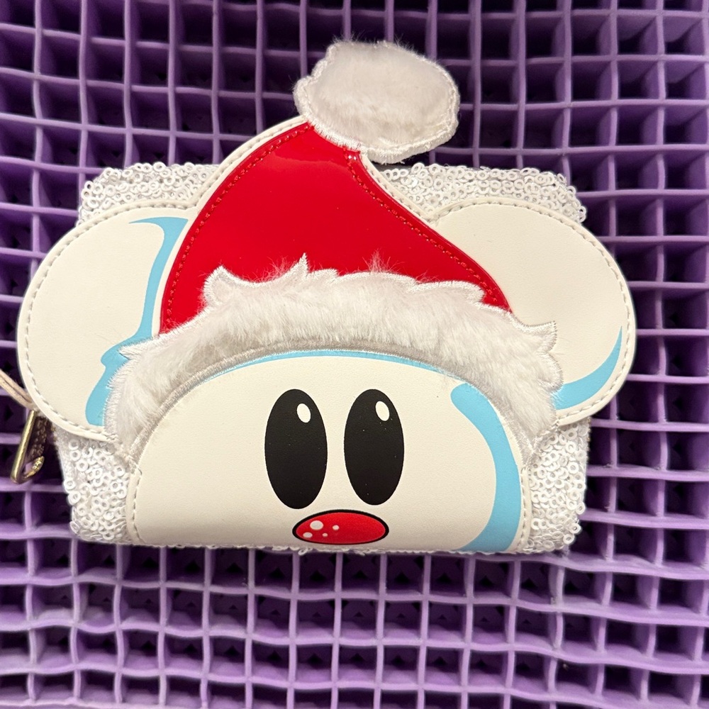 NWT Retired Disney Loungefly Mickey Sequin Snowman Mini Backpack and Wallet - Picture 10 of 12